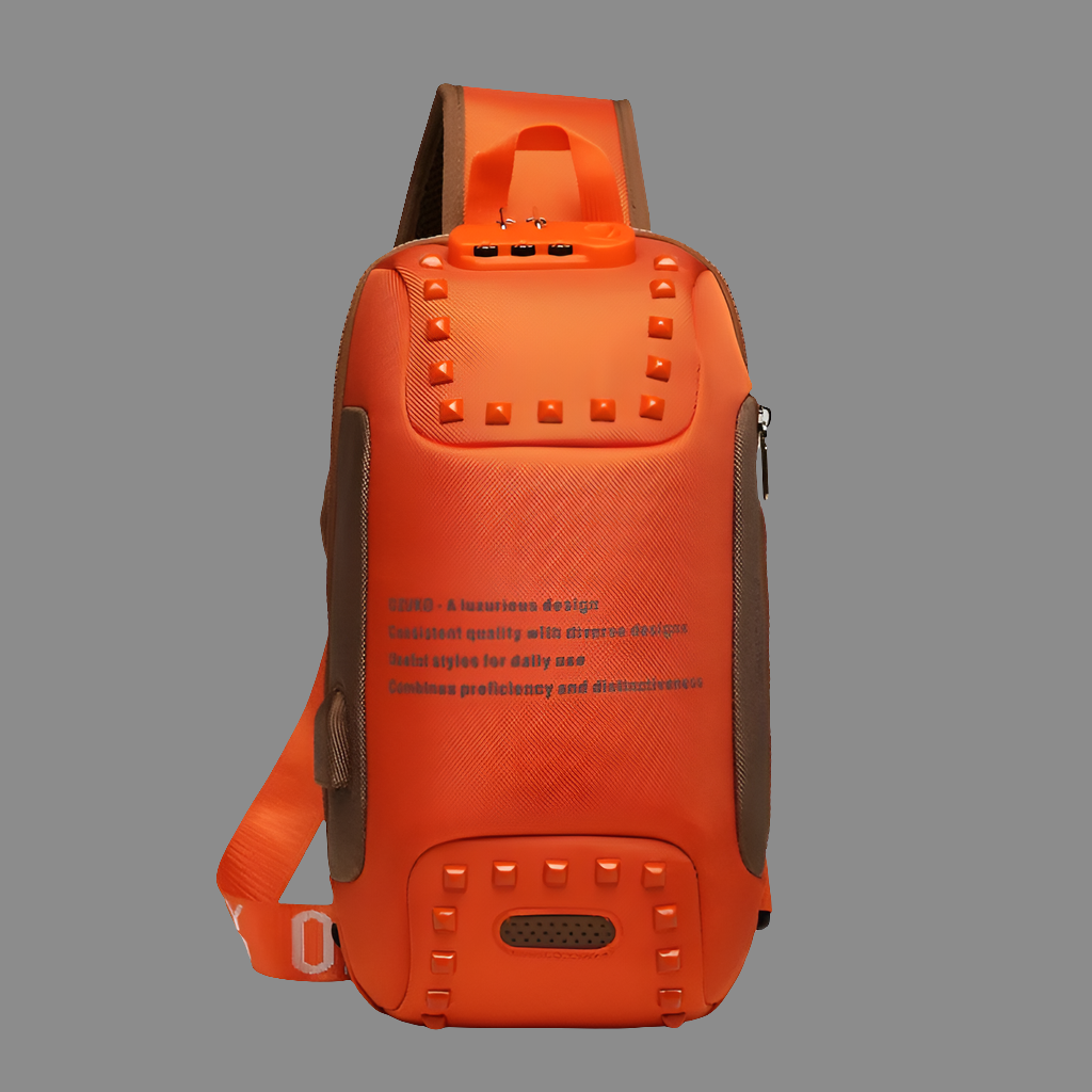 OZUKO Anti Theft Rivet Shoulder Bag for Men USB Charging Waterproof Messenger Crossbody Bag Male Chest Pack Sling Bags Fashion