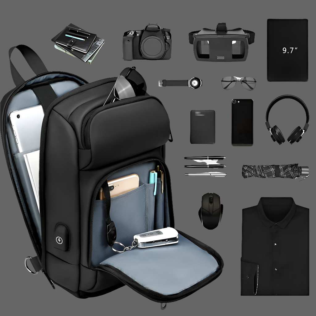 EURCOOL Chest Packs Men USB Charging Casual Water Repellent Travel Shoulder Crossbody Bags
