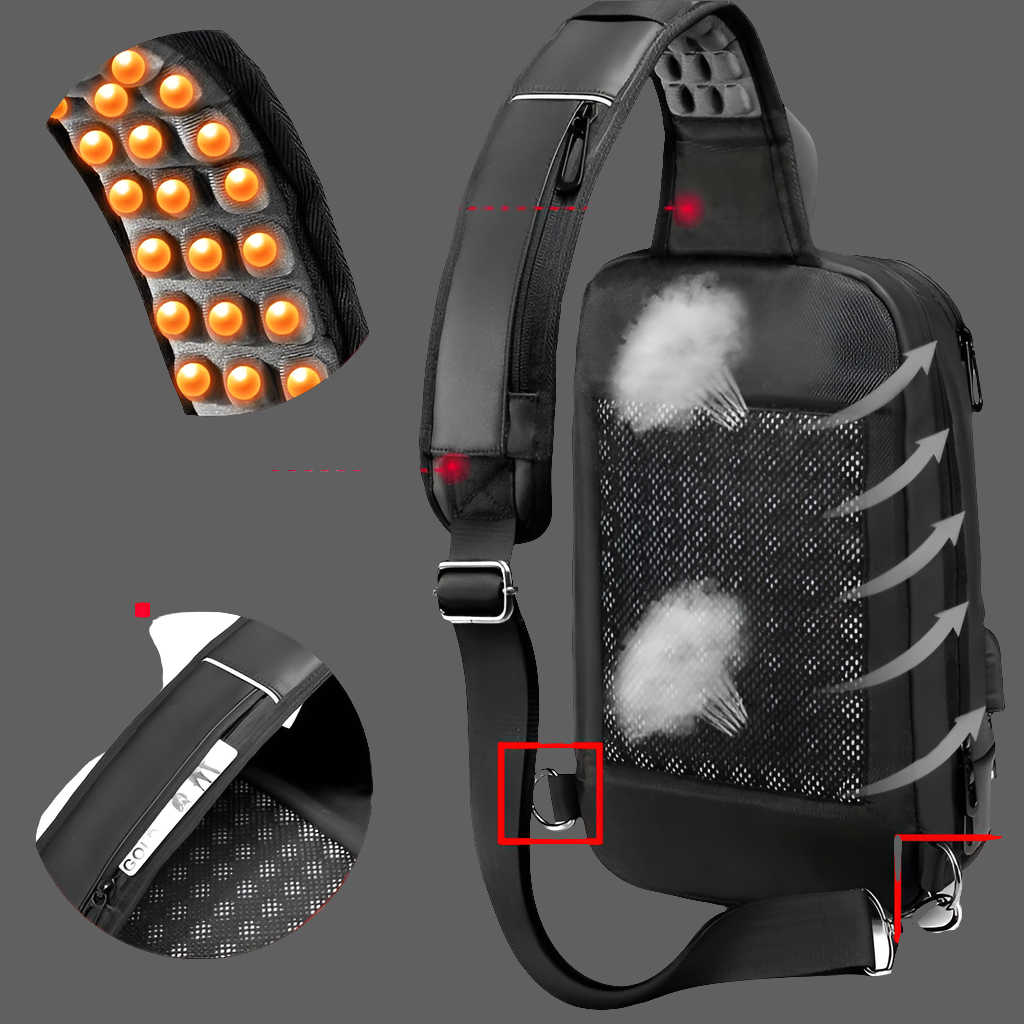 EURCOOL Chest Packs Men USB Charging Casual Water Repellent Travel Shoulder Crossbody Bags